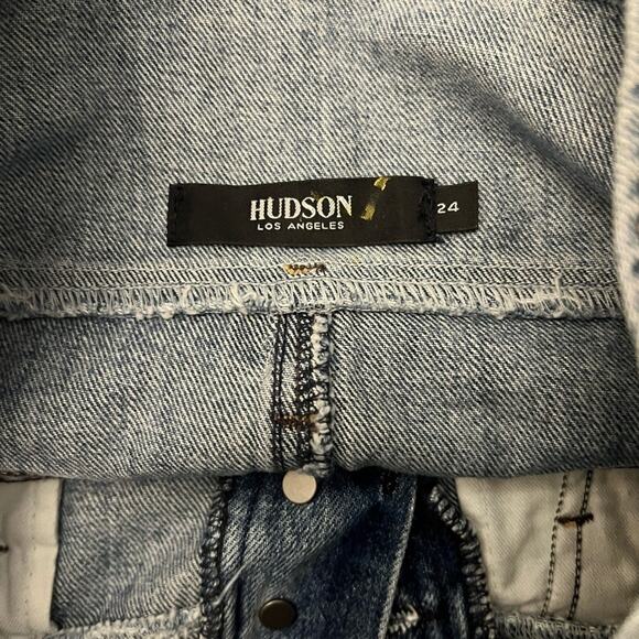 Hudson Women's Sloane Skirt Distressed In Light Blue Size 24 - Picture 11 of 15